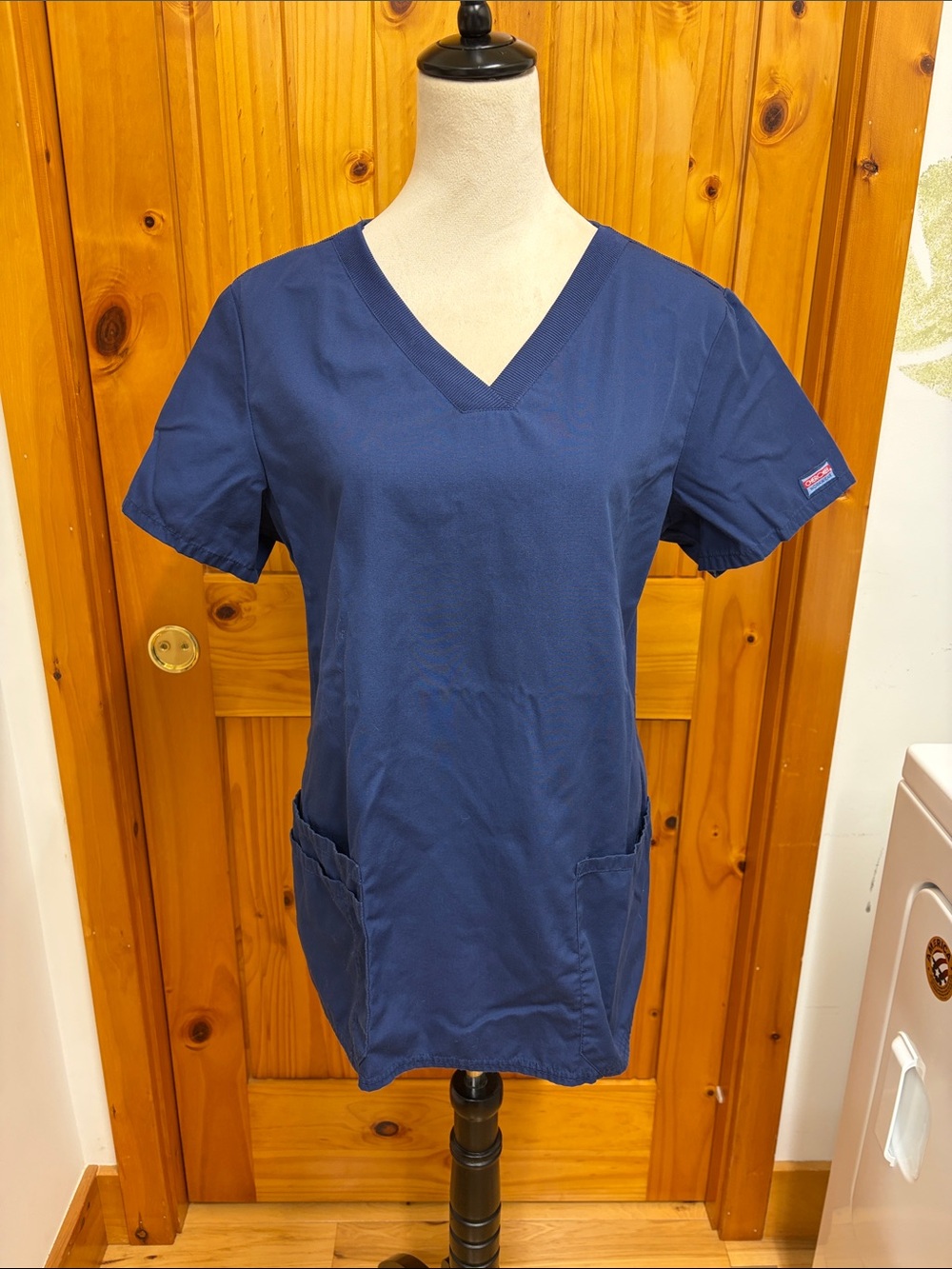 True Navy Blue Authentic Cherokee Workwear V-Neck Women's Scrub Top - Large